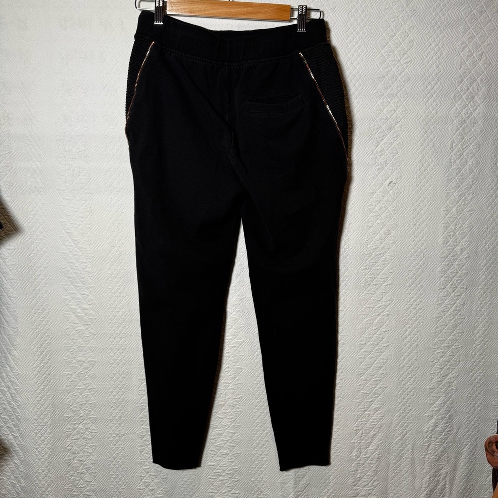 Lime & Vine Black sweat pants copper zipper elastic tie waist street wear Medium - Picture 4 of 10